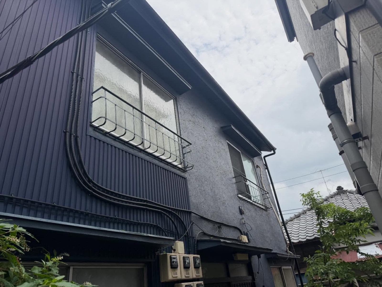 ツタ除去を終えた外壁